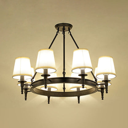 Isabelle Black Wagon Wheel Fabric Chandelier Pendant Light