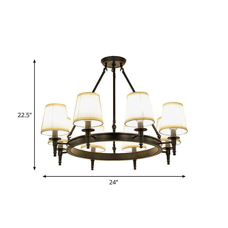 Isabelle Black Wagon Wheel Fabric Chandelier Pendant Light
