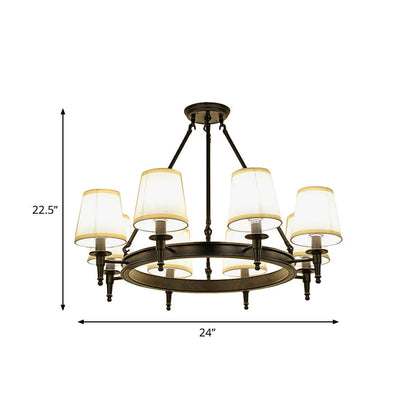 Isabelle Black Wagon Wheel Fabric Chandelier Pendant Light