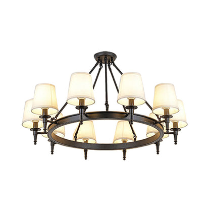 Isabelle Black Wagon Wheel Fabric Chandelier Pendant Light