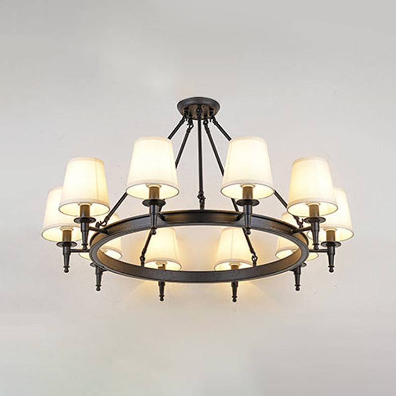 Isabelle Black Wagon Wheel Fabric Chandelier Pendant Light