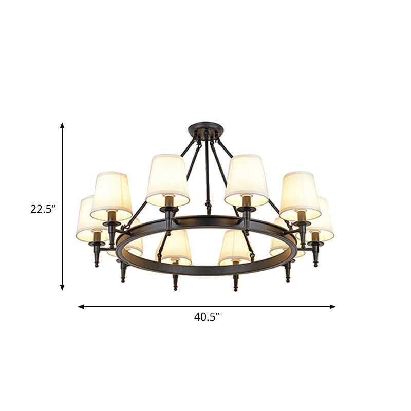 Isabelle Black Wagon Wheel Fabric Chandelier Pendant Light
