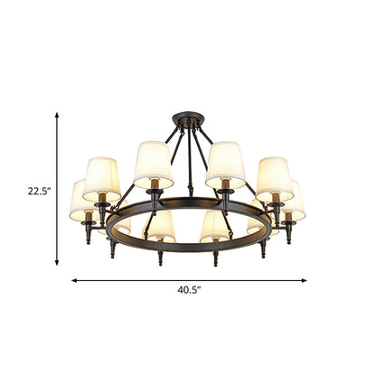 Isabelle Black Wagon Wheel Fabric Chandelier Pendant Light