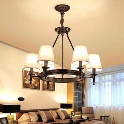 Isabelle Black Wagon Wheel Fabric Chandelier Pendant Light