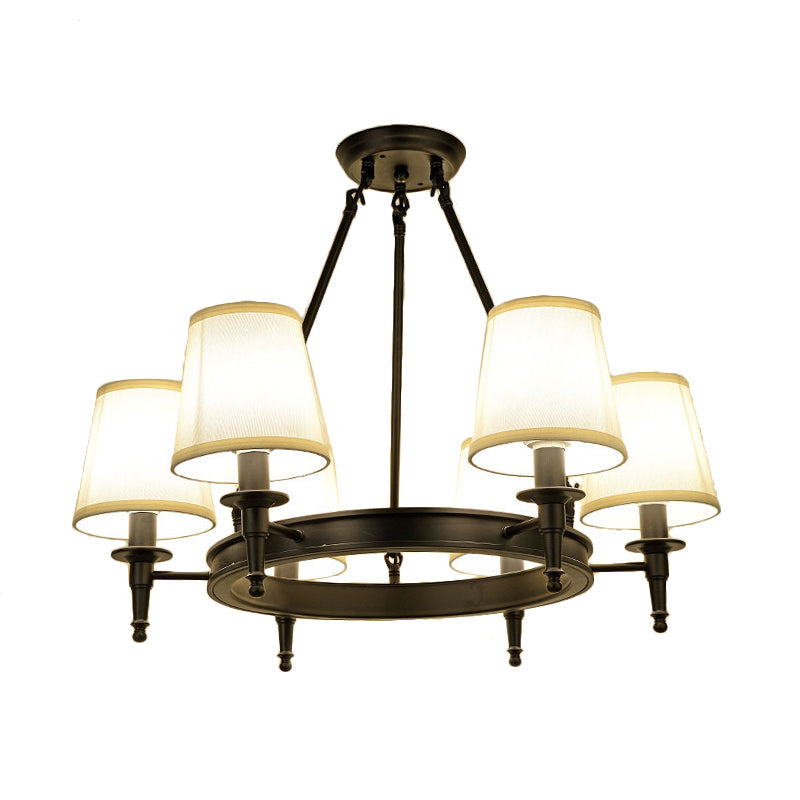 Isabelle Black Wagon Wheel Fabric Chandelier Pendant Light