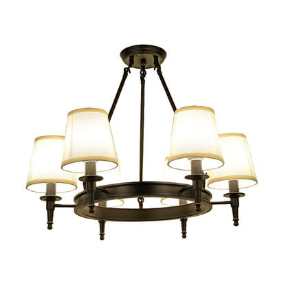 Isabelle Black Wagon Wheel Fabric Chandelier Pendant Light