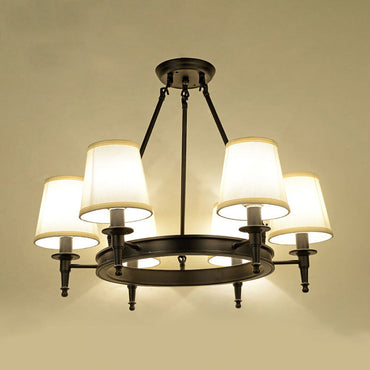 Isabelle Black Wagon Wheel Fabric Chandelier Pendant Light