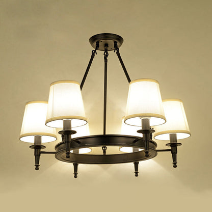 Isabelle Black Wagon Wheel Fabric Chandelier Pendant Light