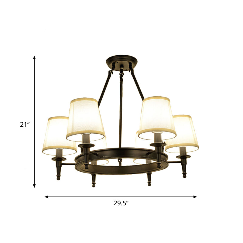 Isabelle Black Wagon Wheel Fabric Chandelier Pendant Light