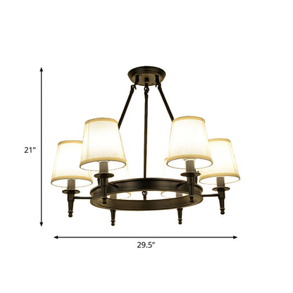 Isabelle Black Wagon Wheel Fabric Chandelier Pendant Light
