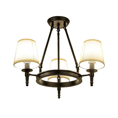 Isabelle Black Wagon Wheel Fabric Chandelier Pendant Light