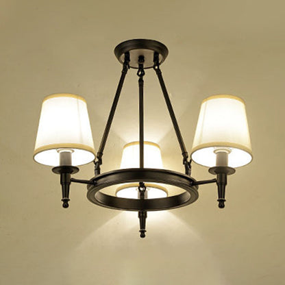 Isabelle Black Wagon Wheel Fabric Chandelier Pendant Light