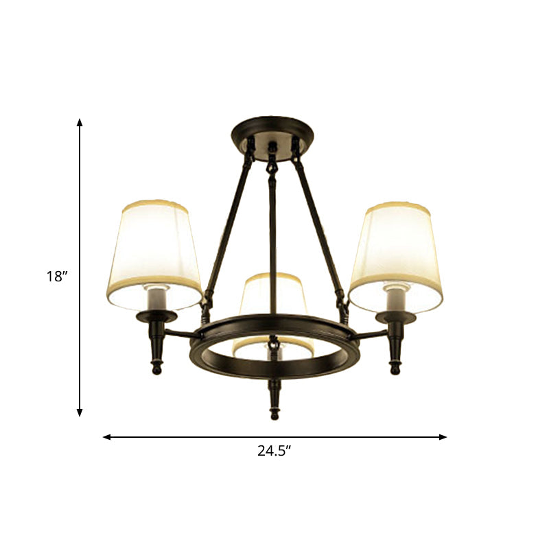 Isabelle Black Wagon Wheel Fabric Chandelier Pendant Light