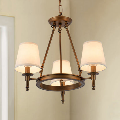 Sophie Antique Brass Fabric Conical Chandelier Pendant Light