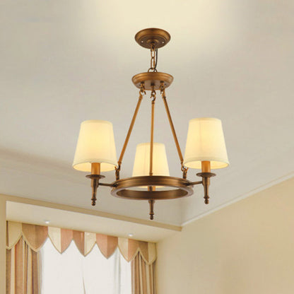 Sophie Antique Brass Fabric Conical Chandelier Pendant Light