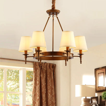 Sophie Antique Brass Fabric Conical Chandelier Pendant Light