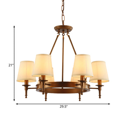 Sophie Antique Brass Fabric Conical Chandelier Pendant Light