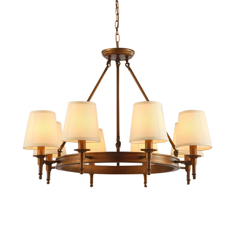 Sophie Antique Brass Fabric Conical Chandelier Pendant Light