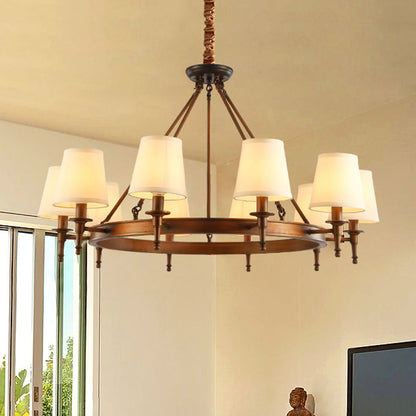 Sophie Antique Brass Fabric Conical Chandelier Pendant Light