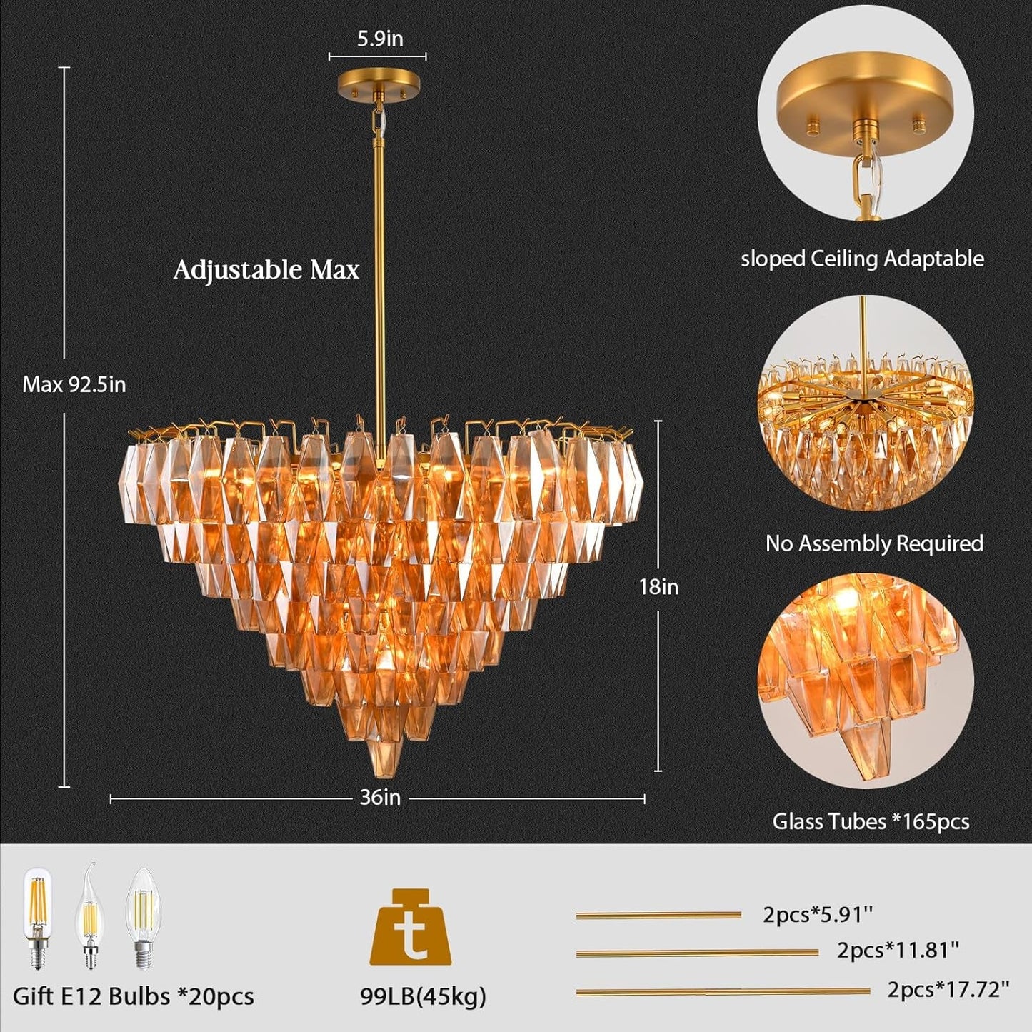 Amélie Amber Glass Circular Chandelier