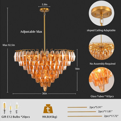 Amélie Amber Glass Circular Chandelier
