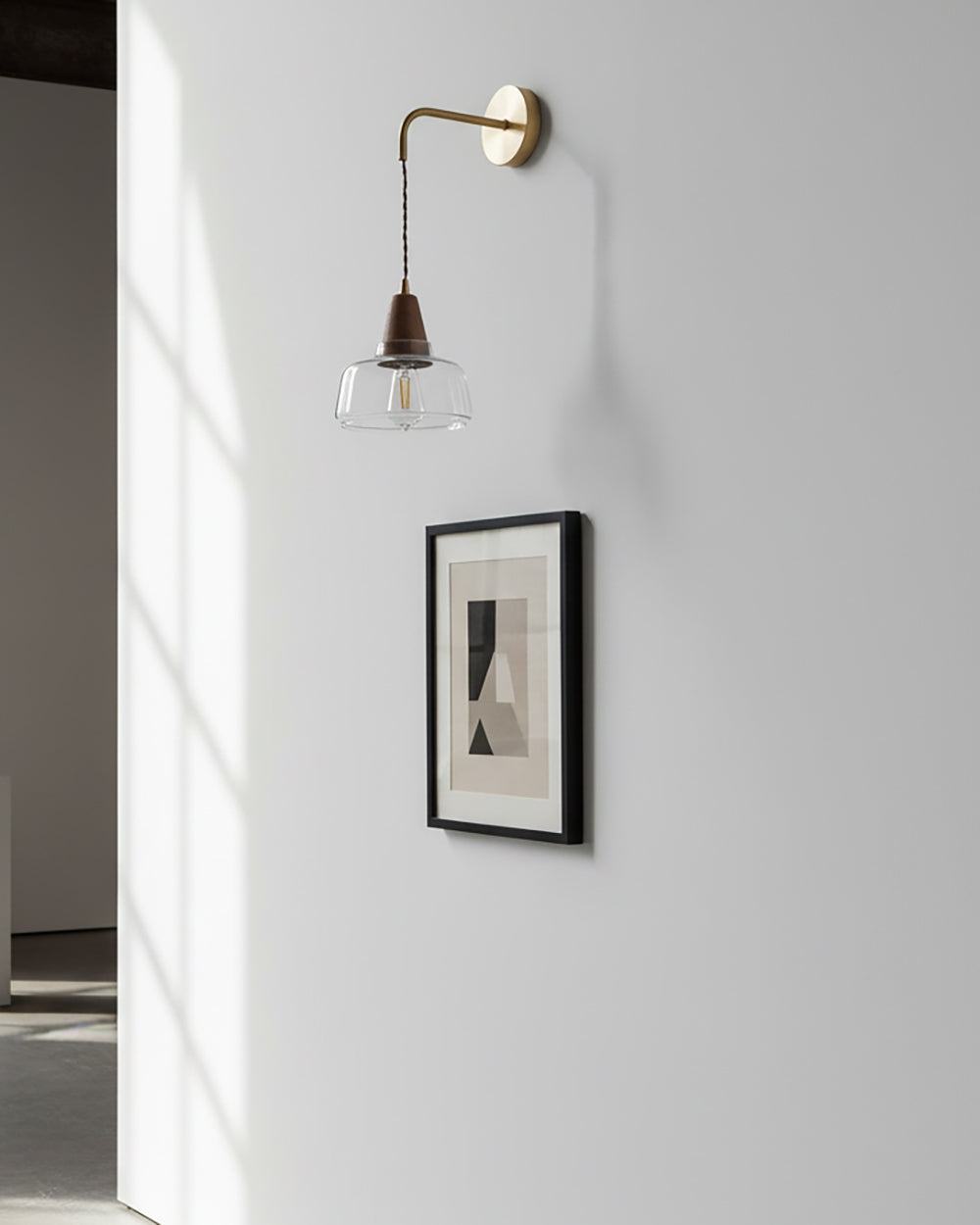 Aurélie Classic Brass Plug-In Wall Lamp with Clear Glass Shade