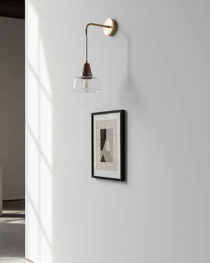Aurélie Classic Brass Plug-In Wall Lamp with Clear Glass Shade