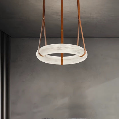 Elara Marble & Leather Ring Chandelier