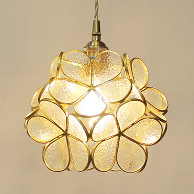 Aurélie Tiffany-Style Flower Pendant Light Blue Stained Glass