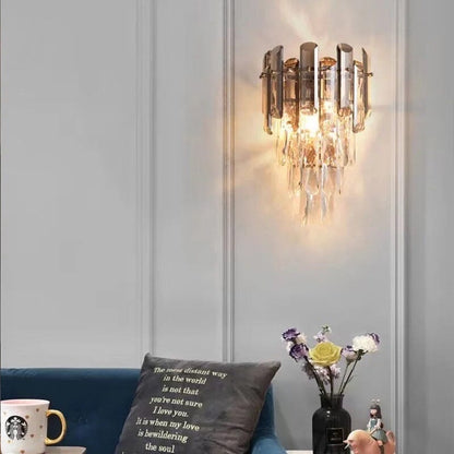 Odette Elsie Smoke Gray Crystal Wall Lamp