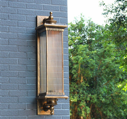 Camille Retro Ribbed Glass Wall Lamp for Outdoor in Black Coffee Bronze