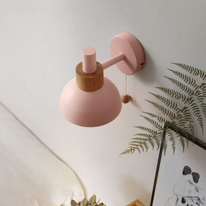 Amélie Macaron Domed Wall Lamp – Metal Shade with Pull Chain, 5 to 9 Inch
