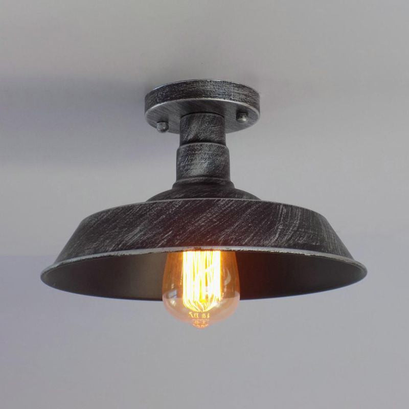 Margaux Farmhouse Barn Shade Metal Semi Flush Ceiling Light