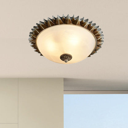 Geneviève Vintage Sunburst Opal Glass Flush Ceiling Light