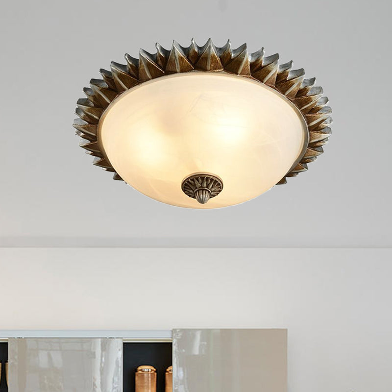 Geneviève Vintage Sunburst Opal Glass Flush Ceiling Light