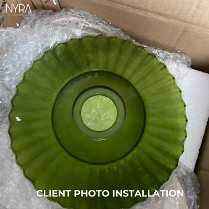 Céleste Vintage Round Green Glass Wall Lamp with Knob Switch