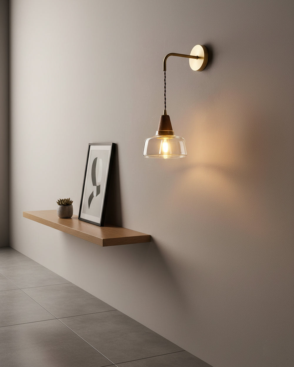Aurélie Classic Brass Plug-In Wall Lamp with Clear Glass Shade