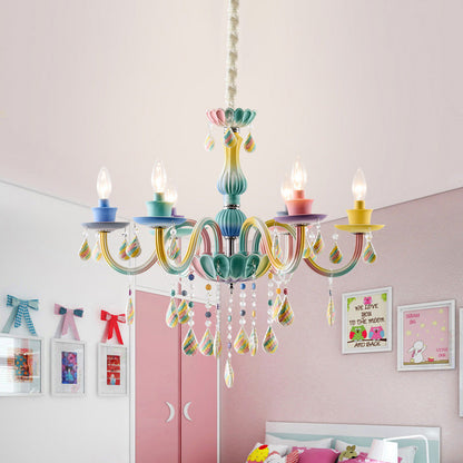 Élodie Blue Crystal Candlestick Kids Chandelier Pendant Light