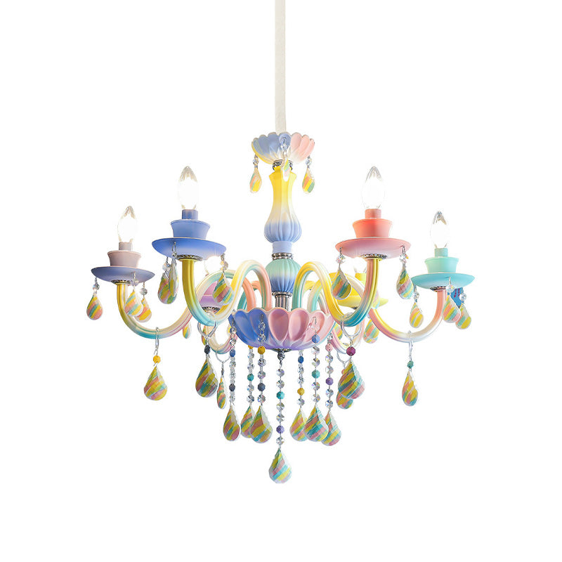 Élodie Blue Crystal Candlestick Kids Chandelier Pendant Light