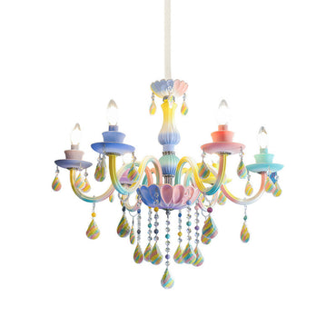 Élodie Blue Crystal Candlestick Kids Chandelier Pendant Light