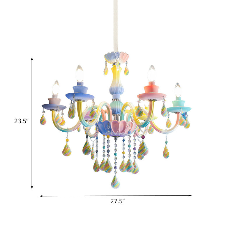 Élodie Blue Crystal Candlestick Kids Chandelier Pendant Light