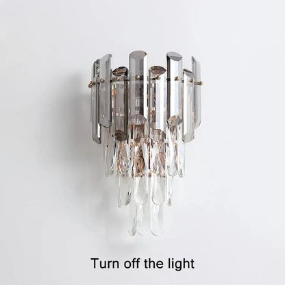 Odette Elsie Smoke Gray Crystal Wall Lamp