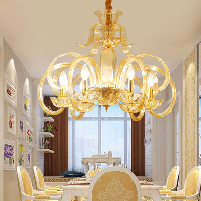 Madeleine Amber Glass Candlestick Chandelier Pendant Light