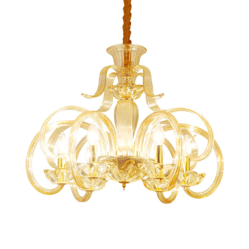Madeleine Amber Glass Candlestick Chandelier Pendant Light