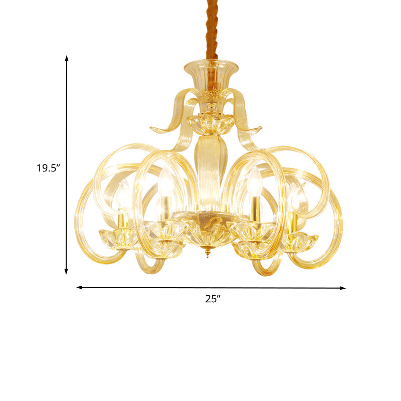 Madeleine Amber Glass Candlestick Chandelier Pendant Light