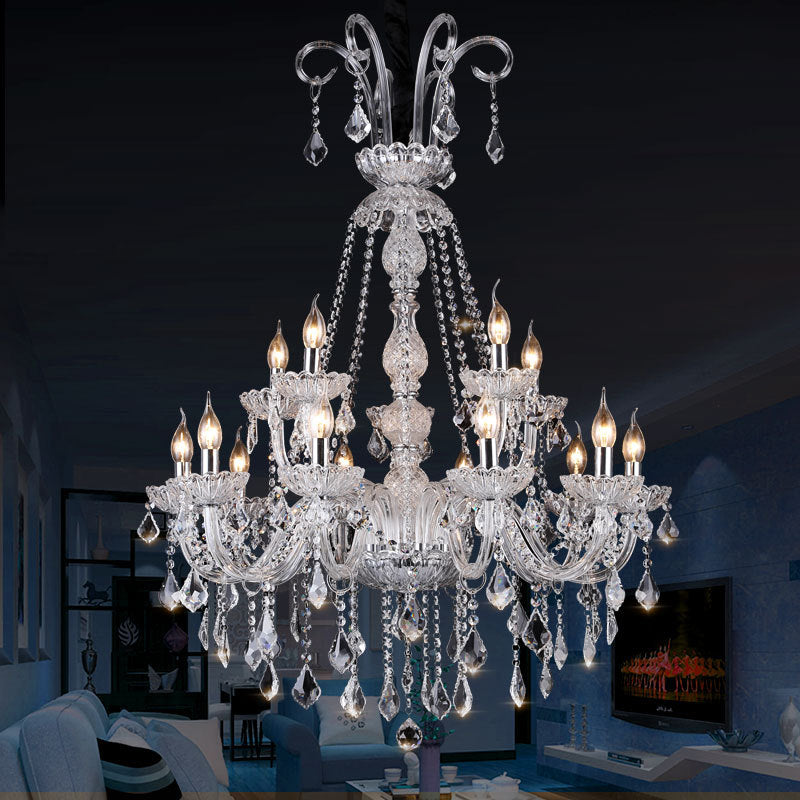 Élisabeth Retro Glass Candelabra Crystal Chandelier Pendant Light