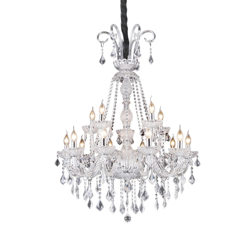 Élisabeth Retro Glass Candelabra Crystal Chandelier Pendant Light