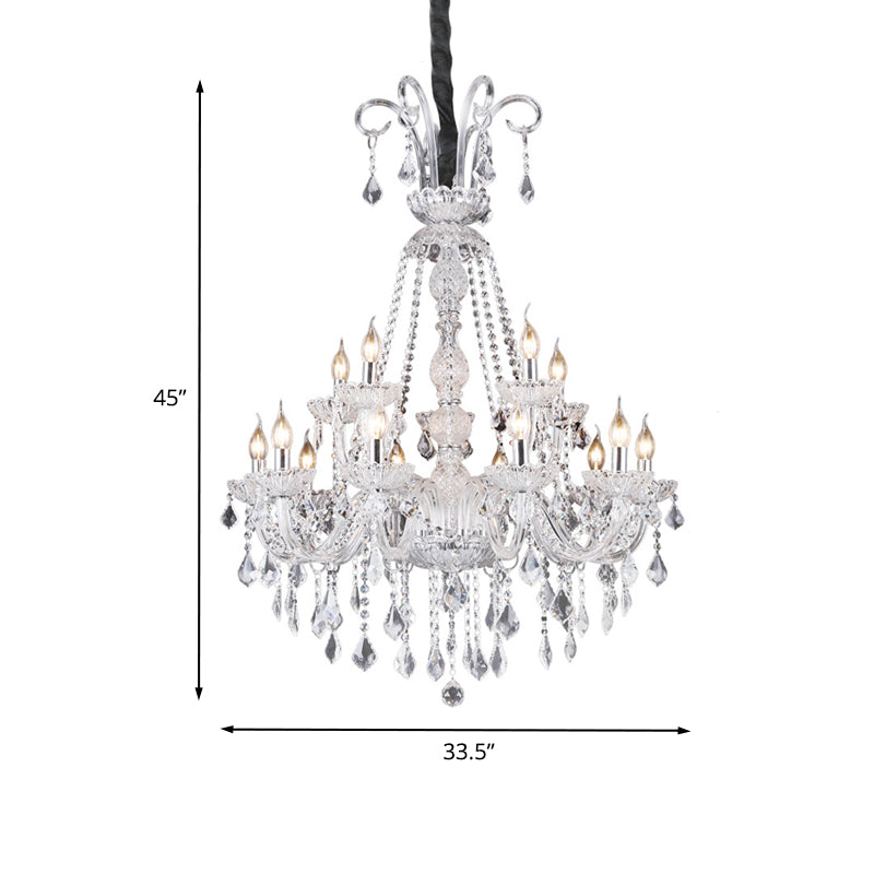 Élisabeth Retro Glass Candelabra Crystal Chandelier Pendant Light