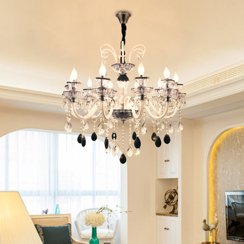 Geneviève Vintage Crystal Candlestick Chandelier Pendant Light