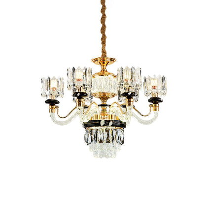 Aurélie Traditional Crystal Rectangle Gold Pendant Chandelier
